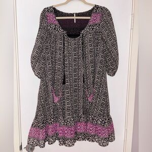 Free People Black and Pink Boho Dress